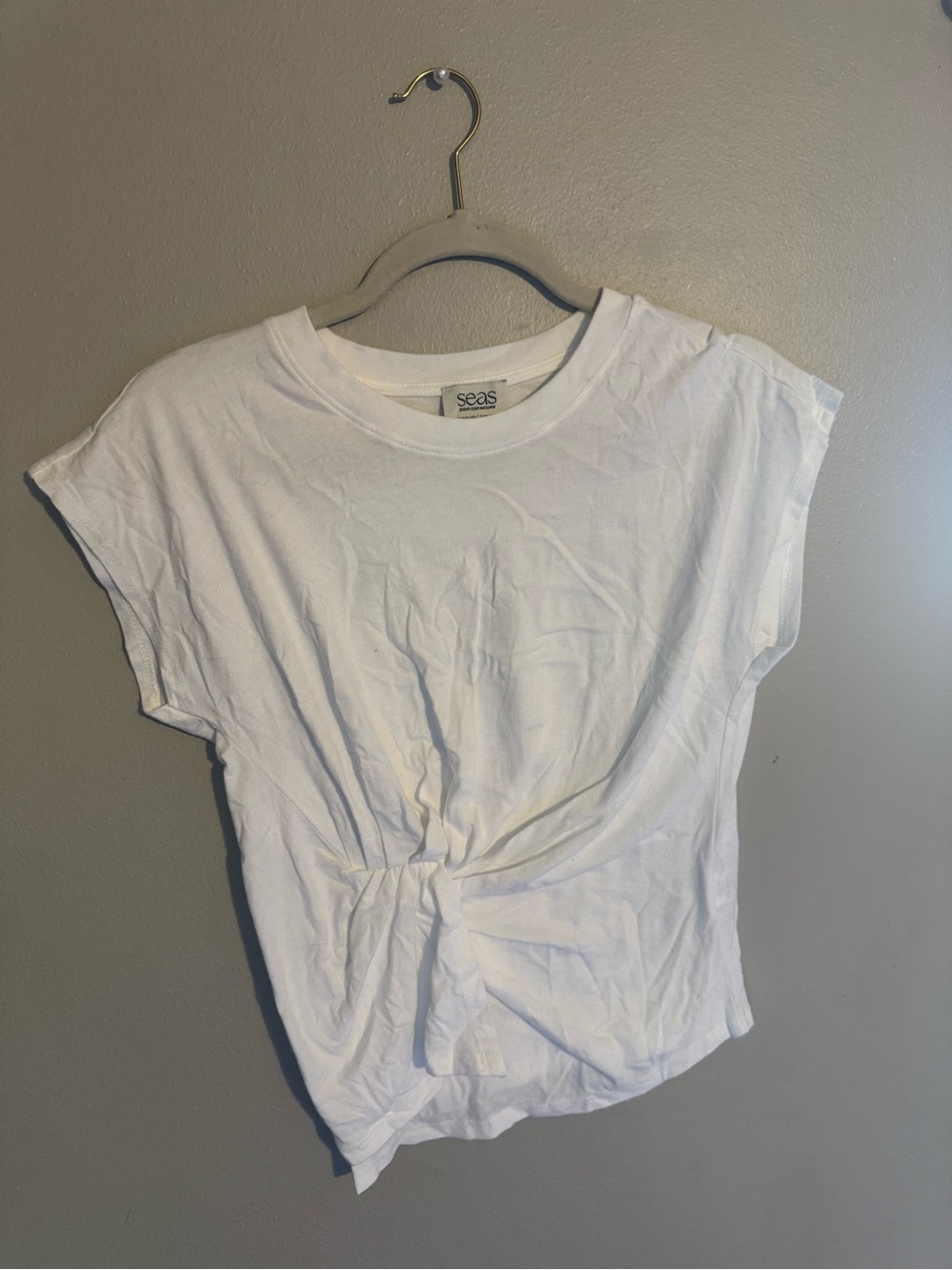 Seas Women’s White Short Sleeve Twist Front Tee